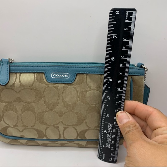 Vintage Coach Signature Leather Wristlet brown blue Y2K 90’s - Picture 3 of 5